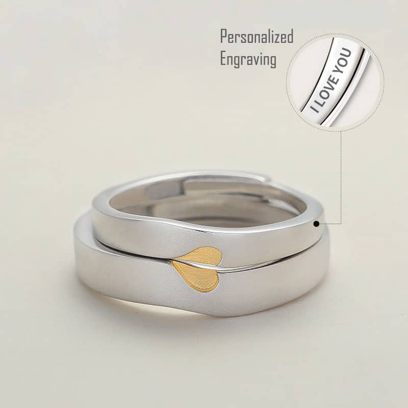 (image for) Matching Couple Heart Rings in Sterling Silver